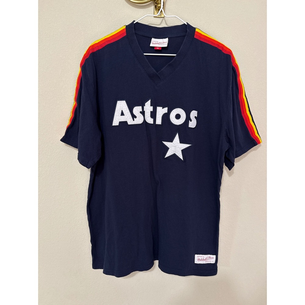 Mitchell & Ness Houston Astros T Shirt Mens XL Navy Retro Style Cooperstown